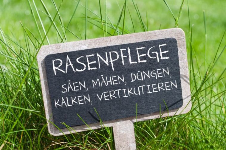 Schild Rasenpflege