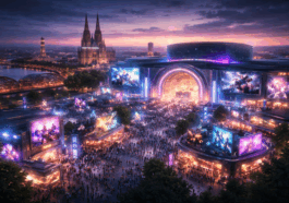 Gamescom bei Nacht - KI-Bild