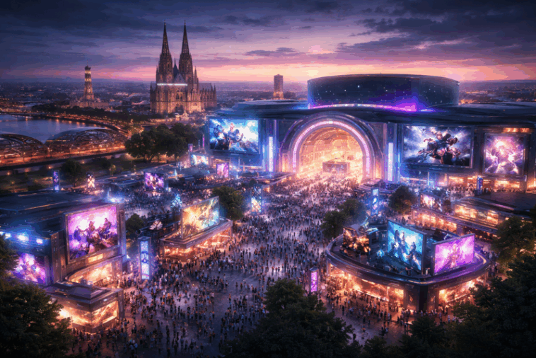 Gamescom bei Nacht - KI-Bild