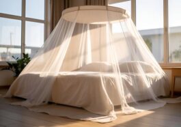 Moskitonetz über dem Bett